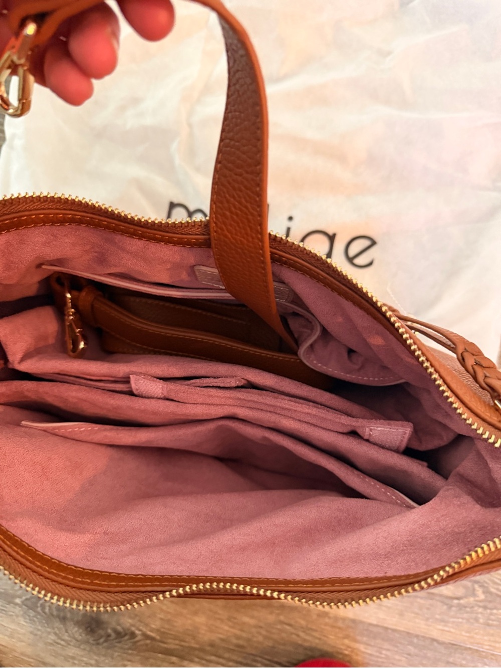 Madeline Pebbled Leather Hobo Bag, Camera Purse in Brown - Picture 3 of 5